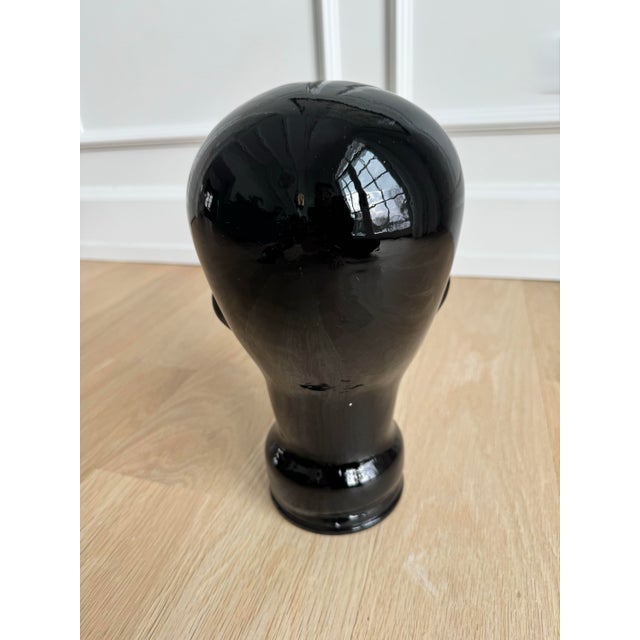 Glass Vintage German Modernist Black Glass Mannequin Head, C. 1960s–1970s For Sale - Image 7 of 10