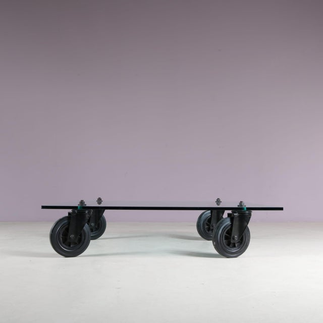 Tavolo con Ruote / Table with Wheels by Gae Aulenti for Fontana Arte, Italy, 1980s For Sale - Image 3 of 10