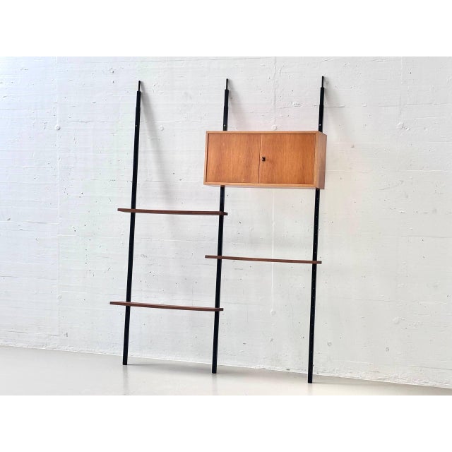 Mid-Century Modern Telescopic Wall Shelf with Hanging Cabinet, 1960s For Sale - Image 3 of 17
