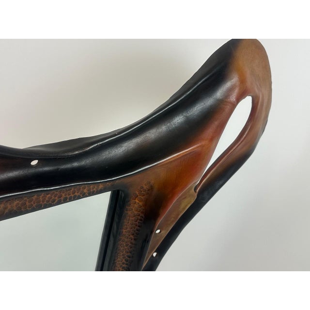 Polish Brutalist Leather-Framed Mirror from Chronos, 1970s For Sale - Image 4 of 15