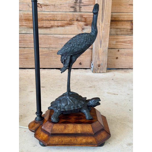 Late 20th Century Late 20th Century Theodore Alexander Meiji Style Crane & Turtle Table Lamp For Sale - Image 5 of 12