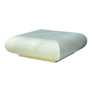 Post Modern Lorin Marsh Faux Goatskin Coffee Table Karl Springer Style For Sale