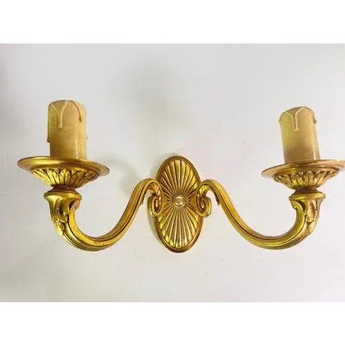 Vintage French Bronze Sconces in Gold Color, 20th Century, Set of 2 For Sale - Image 6 of 8