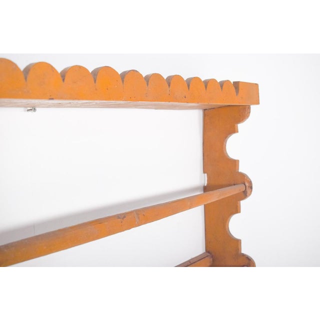 Goldenrod Rustic Portuguese Yellow Wooden Plate Rack, 1950 For Sale - Image 8 of 9
