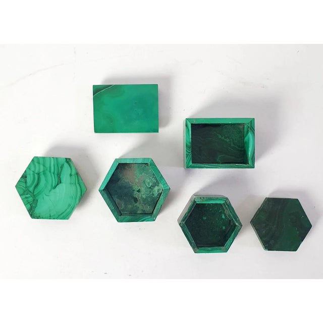 Vintage Malachite Miniature Boxes, Set of 2 For Sale - Image 4 of 7