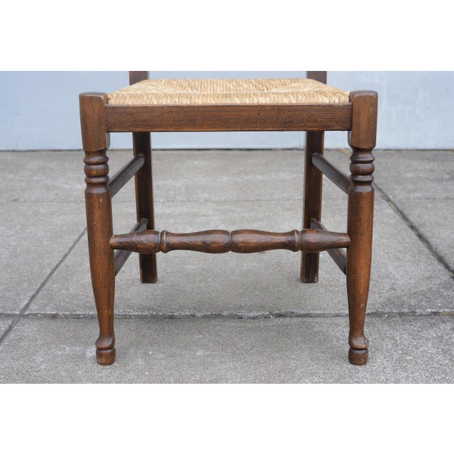 Textile Antique English Ladder Back Rush Seat Dining Chairs - Set of 6 For Sale - Image 7 of 17