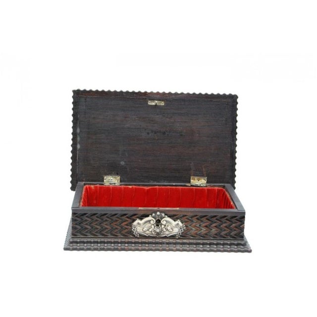 Wooden Jewelry Box with Silver Applications For Sale - Image 9 of 10