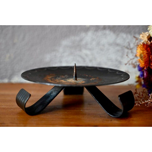 Brutalist Tripod Metal Candleholder, 1970s For Sale - Image 6 of 6