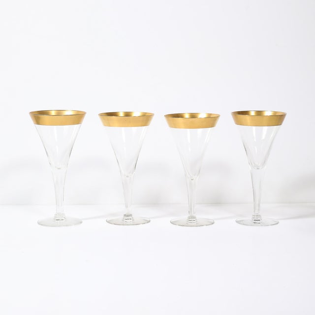 Mid-Century Modern Set of 12 Mid-Century Modernist Gilt Rimmed Water Glasses by Dorothy Thorpe For Sale - Image 3 of 15