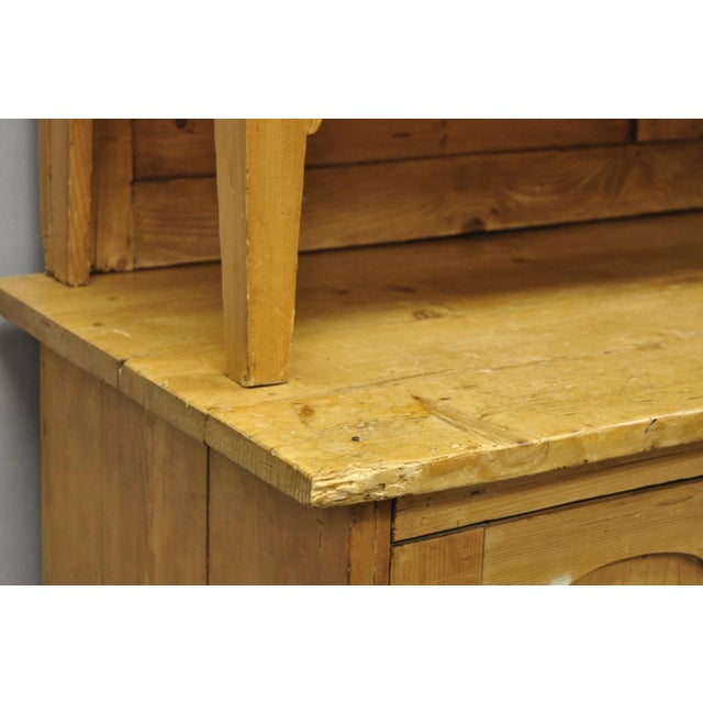 Antique French Country Provincial Pine Wood Buffet Cupboard China Cabinet Hutch For Sale - Image 9 of 18
