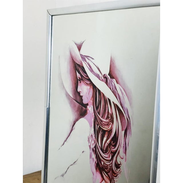 Vintage Art Nouveau Mirror with Lady with Hat For Sale - Image 4 of 6