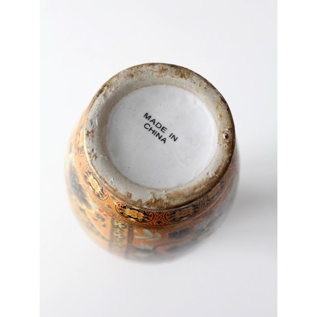 Vintage Satsuma Style Phoenix Floral Vase With Gilt Details For Sale - Image 9 of 13