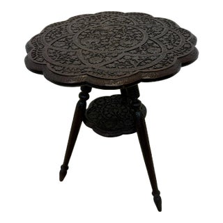 19th Century Ebonized Anglo-Indian Carved Side Table For Sale