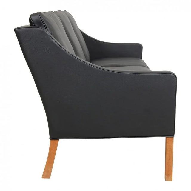 2209 3-Seater Sofa in Black Bison Leather by Børge Mogensen for Fredericia For Sale - Image 3 of 9