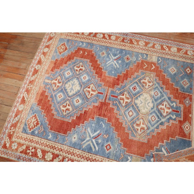 Vintage Zabihi Collection Caucasian Kazak Square Accent Size Rug - 4'3" x 5'1" For Sale - Image 4 of 9