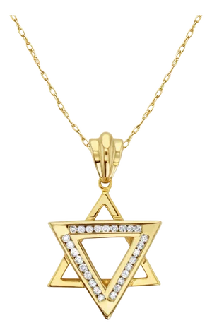 Polished Jewish Star of David Necklace 16"