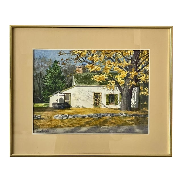 1983 Watercolor Painting, "Home Near Sergeantsville, New Jersey" by Pat Shamy, Framed For Sale