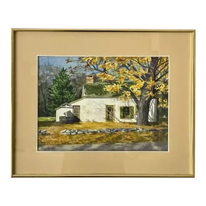1983 Watercolor Painting, "Home Near Sergeantsville, New Jersey" by Pat Shamy, Framed