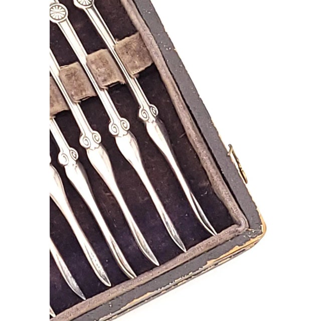 19th Century Set of 12 Reed & Barton Medallion Nut Picks in Sterling For Sale - Image 4 of 13