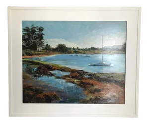 1990s Seascape Oil Painting by Clarence Weiss, Framed