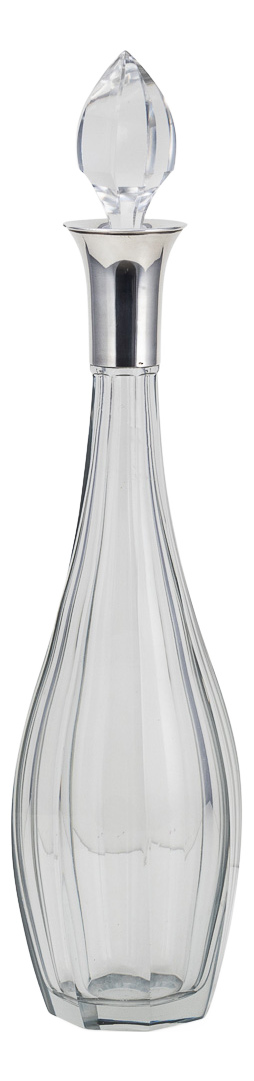 20th Century Art Deco French Silver & Cut Glass Decanter, 1920s