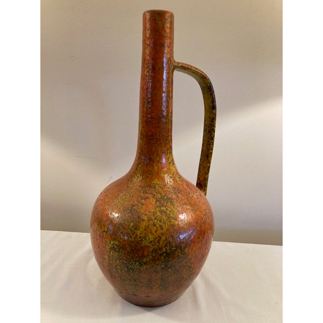 Mid-Century Modern Mid Century West German Volcano Orange Jug For Sale - Image 3 of 7