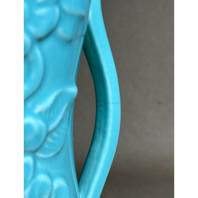 1940s 7.5 Inch Luster Green Floral Vase. Double-Handled Mid-Century Modern Period. For Sale In Minneapolis - Image 6 of 6