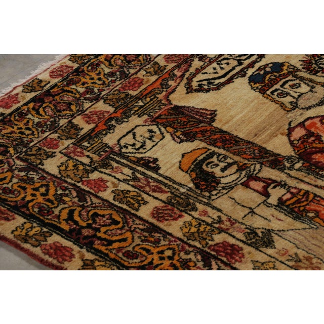 1910s Antique Persian Malayer Rug in Beige With Pictorials and Florals - Rug & Kilim For Sale - Image 5 of 8