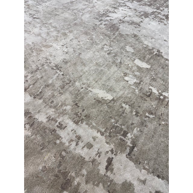 Taupe Restoration Hardware Azore Silk Rug — 9’ X 12’ Hand-Knotted Silk, Linen & Wool | Luxe Density For Sale - Image 8 of 17