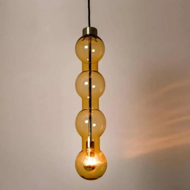 1970s Glass Amber Pendant Light, 1960s For Sale - Image 5 of 13