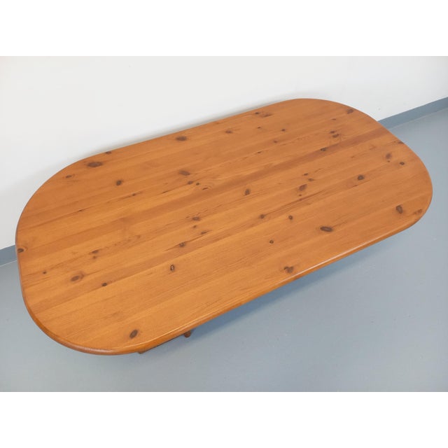 Tan Vintage Rectangular Oval Modernist Coffee Table in Pine, 1970s For Sale - Image 8 of 18