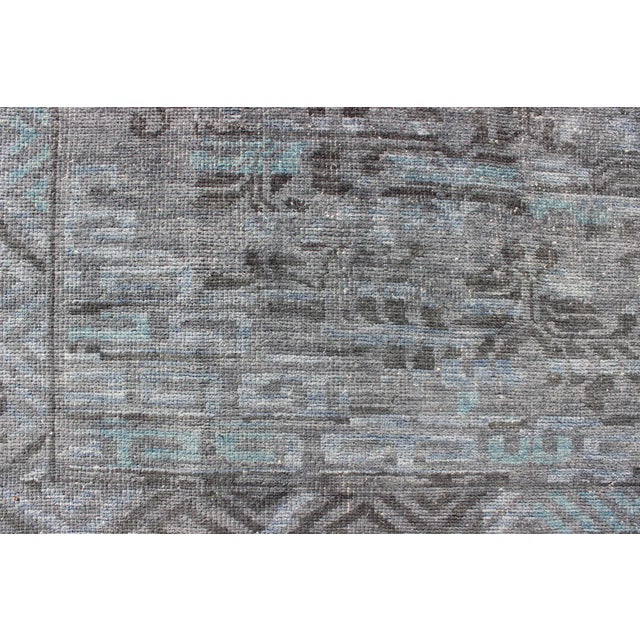 Charcoal Modern Khotan With Medallion Design in Warm Gray, Brown, Blue and Charcoal 8'2 X 11'6 For Sale - Image 8 of 9