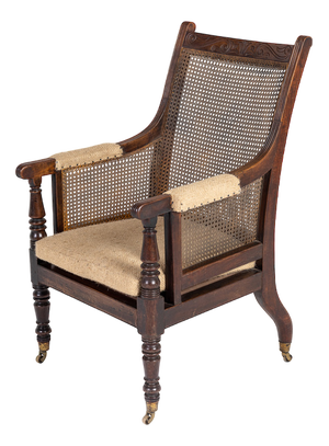 Regency Mahogany Bergère Library Armchair in the style of Gillows