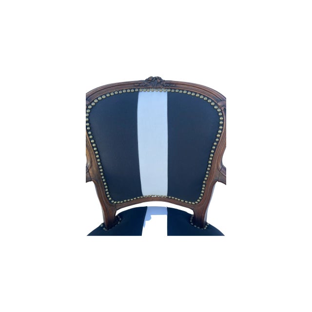 18th Century French Chairs in Black & White Stripe - Set of 2 For Sale - Image 4 of 9