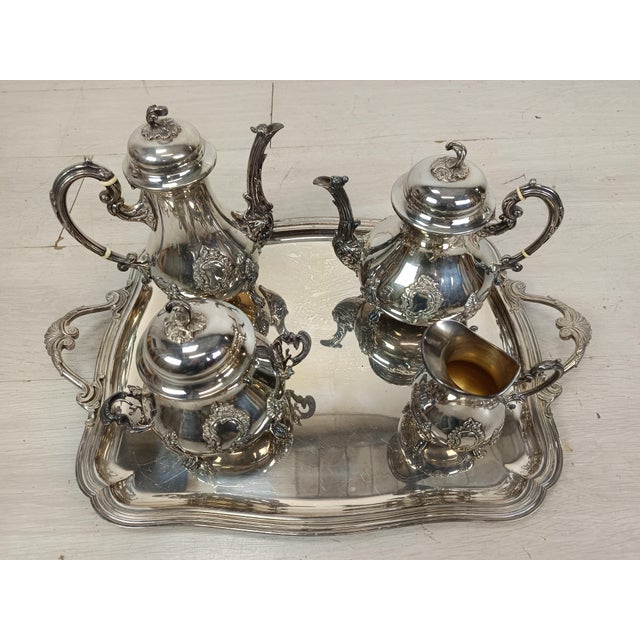 Louis XV Silver-Plated Tea and Coffee Service, Set of 5 For Sale - Image 4 of 18