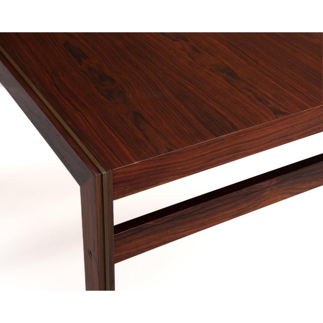 Mid Century CFC Silkeborg Danish Rosewood Square End Table Brass Trim For Sale - Image 14 of 17