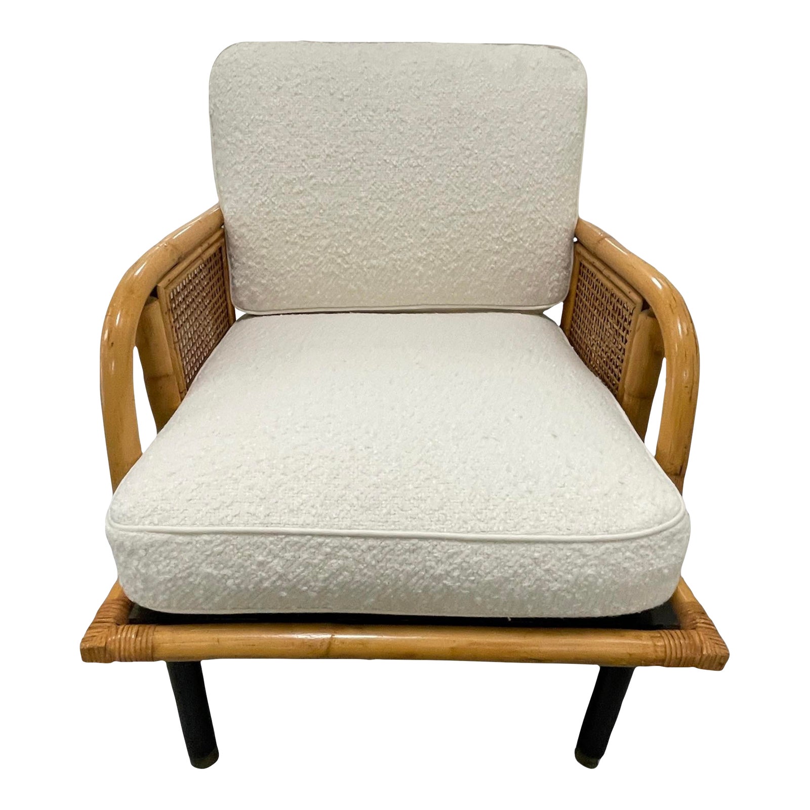 Ficks Reed 1950’s Rattan and Brass Cap Chair | Chairish