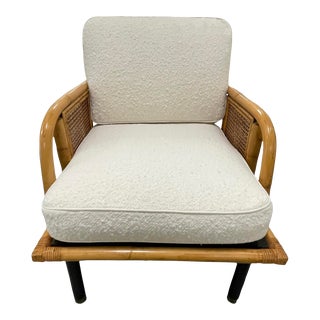 Ficks Reed 1950’s Rattan and Brass Cap Chair For Sale