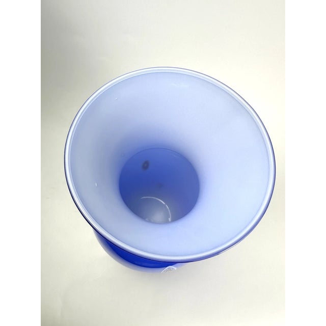Mid-Century Modern Vintage Murano Style Blue Millefiori Italian Art Glass Large Vase For Sale - Image 3 of 5