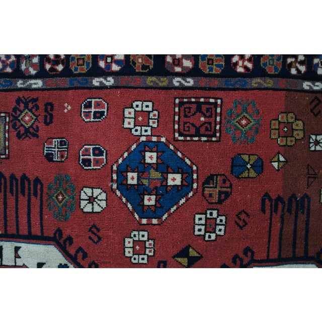 Semi Antique Hand Knotted Tribal Geometric Medallion Wool Area Rug 7' X 9' For Sale - Image 9 of 16