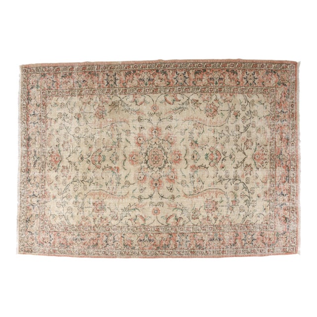Turkish Anatolia Vintage Floral Rug For Sale