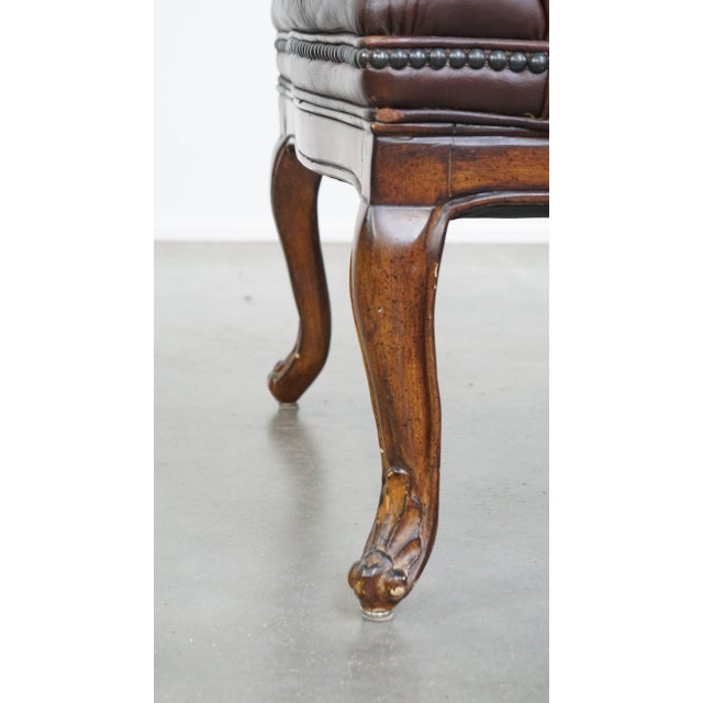 English Cowhide Chesterfield Armchair with Wood Legs For Sale - Image 13 of 16
