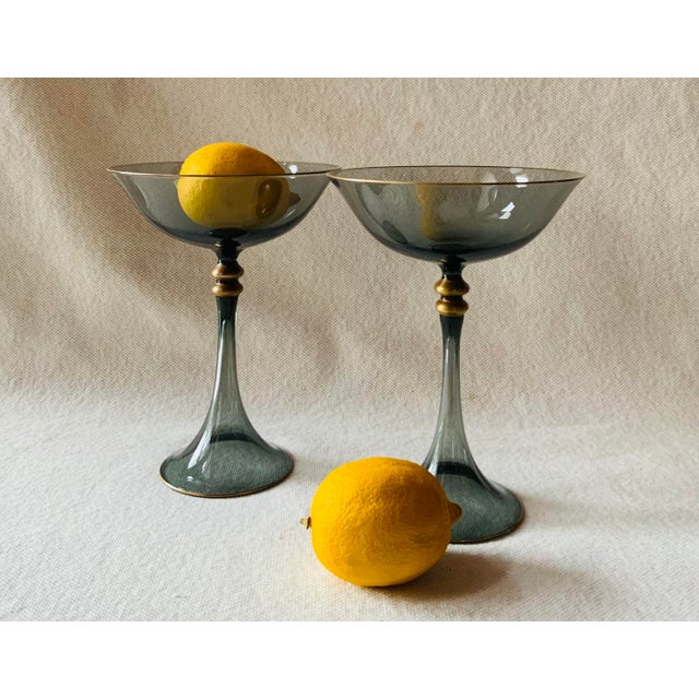 French Crystal Champagne Coupes - Set of 2 For Sale - Image 10 of 18
