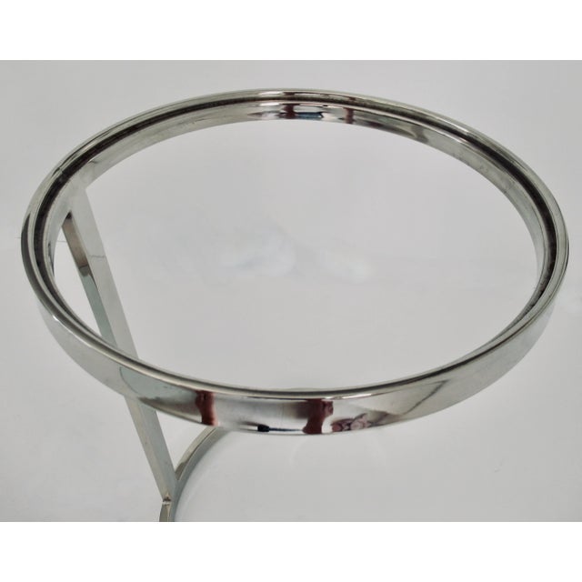 Vintage C.1970's Milo Baughman Polished Cantilever Chrome & Glass Round Low Drinks,, Accent Table For Sale - Image 11 of 12
