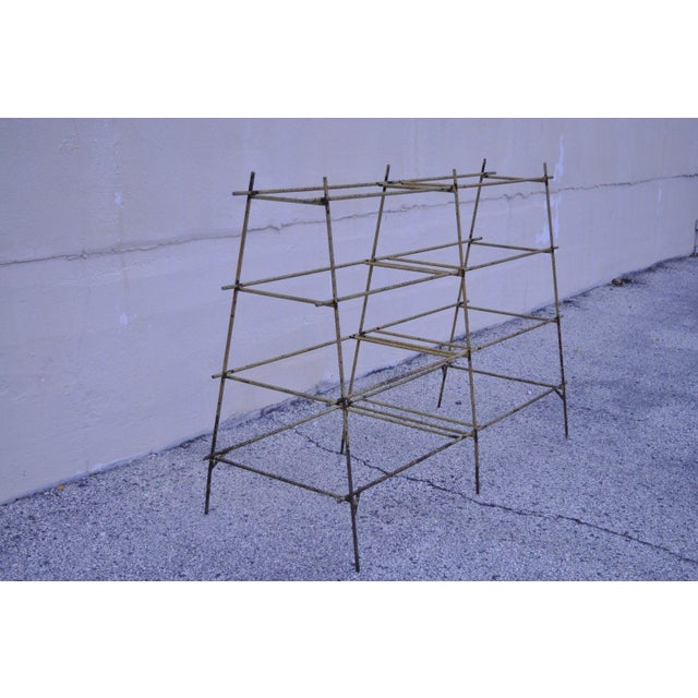 Industrial Modern Iron Rebar Shelf Rusty Yellow Display Bookcase