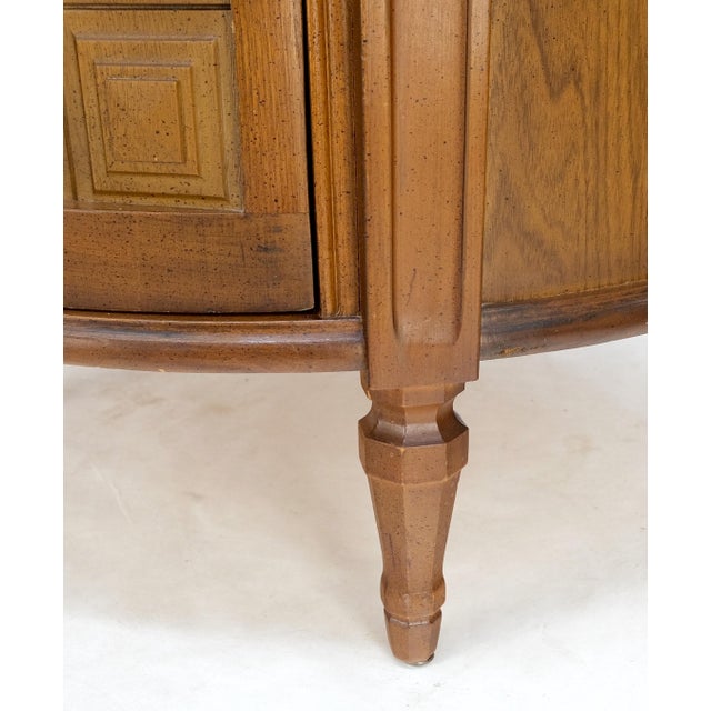 Pair Round Drum Barrel shape travertine top two doors end side tables stand mint!