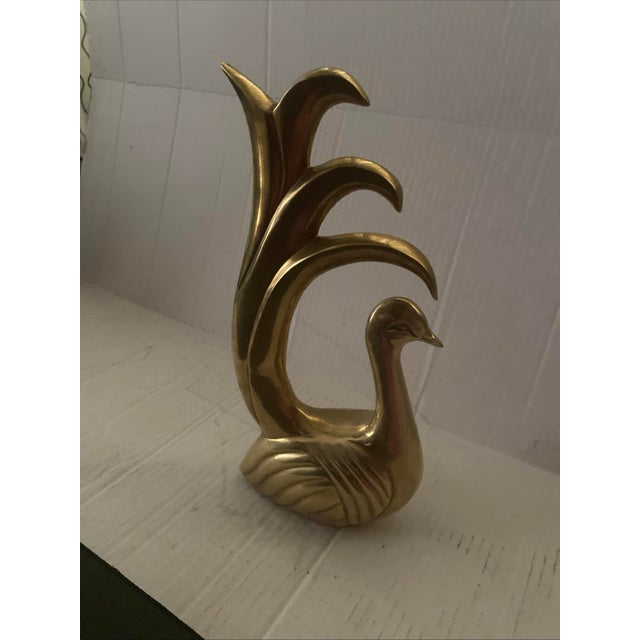 Vintage Mid-Century Modern Frederick Cooper Stylized Brass Peacock Sculpture For Sale In Miami - Image 6 of 8