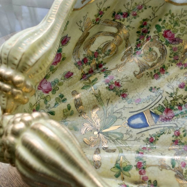 United Wilson 1897 Chinese Porcelain Shell Bowl – Hand Painted Floral With Gold Accents, Hong Kong For Sale - Image 12 of 12