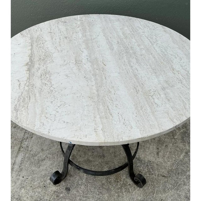 Vintage Wrought Iron Dining Table With Stone Top For Sale - Image 11 of 12