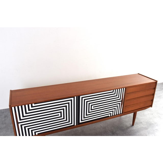 Mid-Century Modern Op-Art Hand-Painted Teak Sideboard, 1960s For Sale - Image 13 of 17